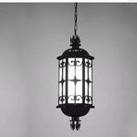 lampe suspendue classique vintage ornements floraux verre translucide éclairage extérieur ip55 aluminium noir
