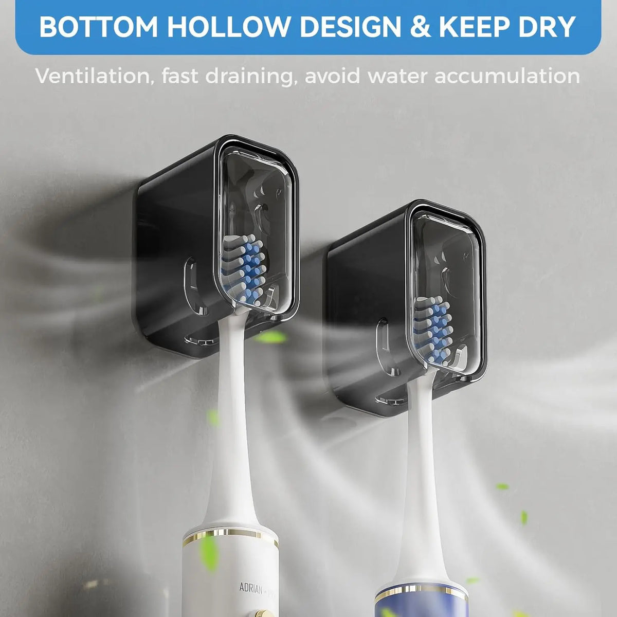 porte brosses dents salle bain support mural innovant compartiment dentifrice adhésif moderne noir blanc