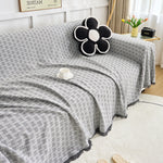 couverture géométrique moderne vert clair blanc polyester coton usage intérieur extérieur multisaison pique nique