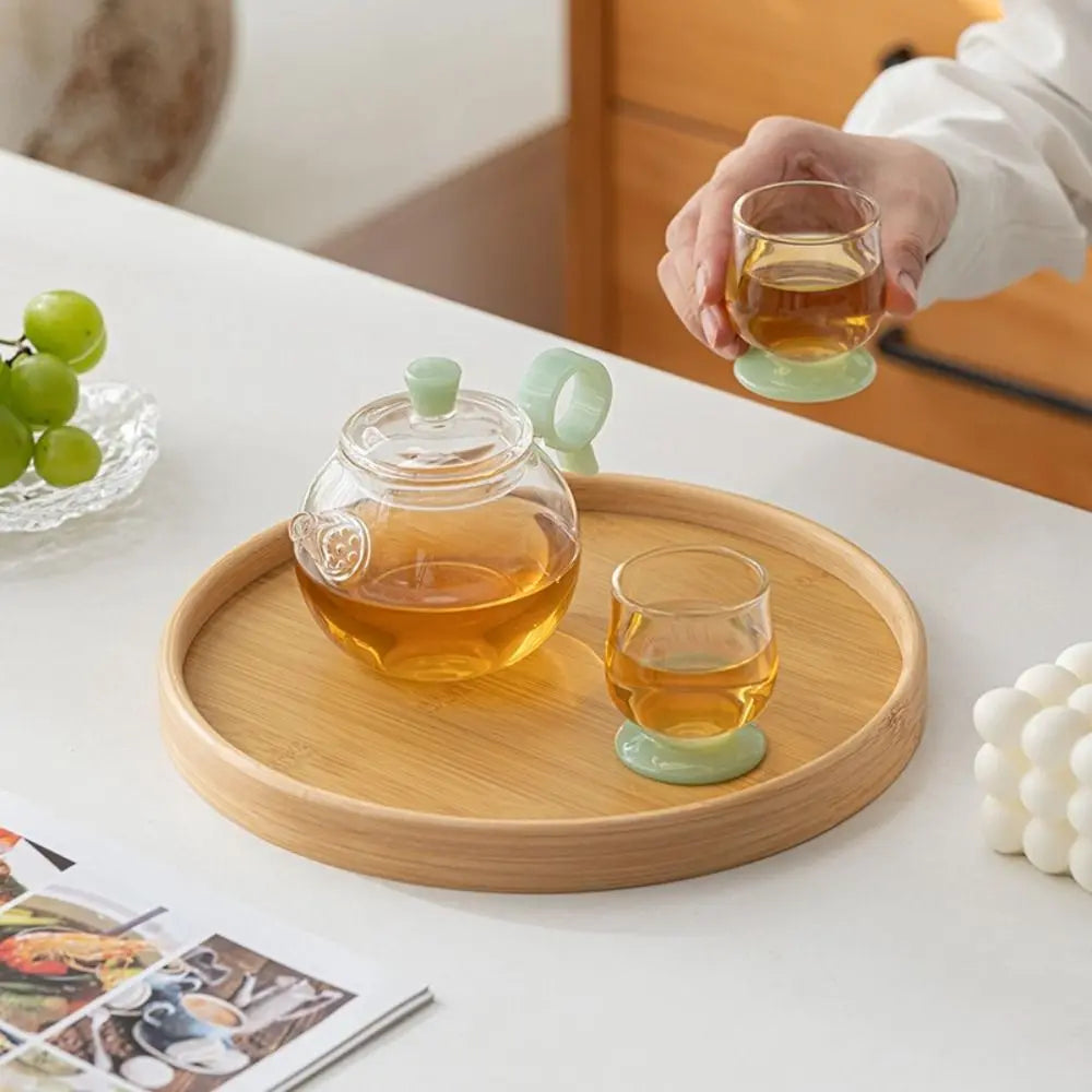 plateau ronde bambou moderne minimaliste naturel 25cm 30cm 35cm 40cm desserts thé