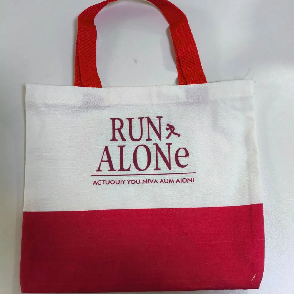 sac main toile blanc rouge lettres noires imprimées casual opaquet fourre tout décontracté polyvalent
