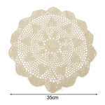 serviette table traditionnelle motif floral crochetée diamètre 35cm blanc