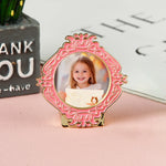 cadre photo vintage floral rose bleu doré ornementé métal alliage support posable decoration maison