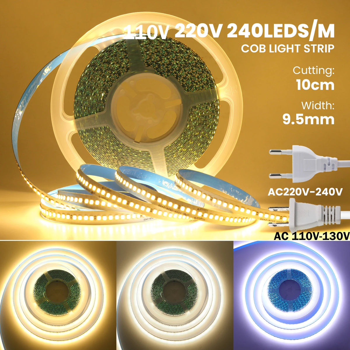 ruban led blanc haute luminosité étanche flexible prise électrique adhésif salon