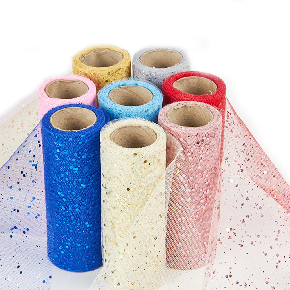 rubans tulle pailletés couleur bleu rose ornementaux mariage décoration événement festive opaques