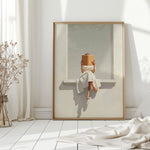 affiche toile femme lisant livre moderne abstraction tons neutres deco salon chambre