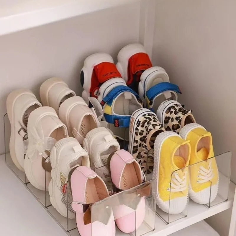 rangements chaussures enfants transparent moderne clips reutilisable carreaux léopard lisse