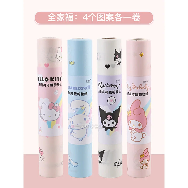 Papier protection meuble adhésif motif chats coeurs HELLO KITTY rose clair 300x30cm