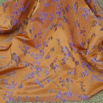 tissu polyester orange violet motifs floraux robe jupe coussin sac élégant bricolage