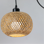 Suspension lumineuse tissage osier moderne rustique naturel noir câble électrique ampoule led douille noire