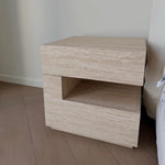 table nuit moderne minimaliste bois pierre naturelle lampes ledintérieur visible