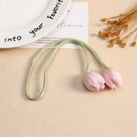 accessoires cheveux fleurs tulipes moderne vert clair violet rose pâle blanc satiné