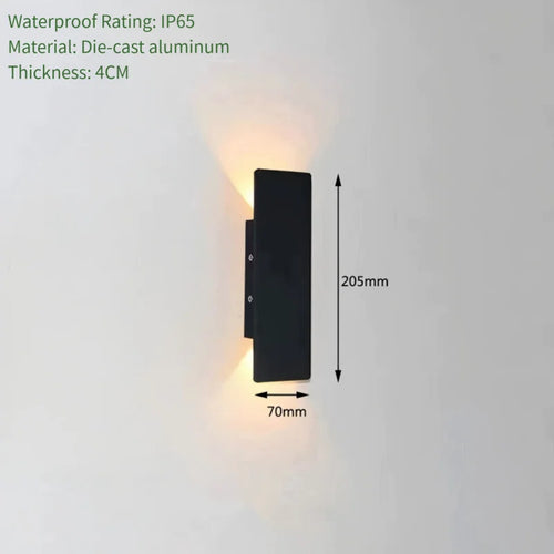applique murale extérieure led noire moderne rayures verticales étanche jardin façade patio balcon