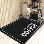 tapis cuisine moderne noir lettrage blanc absorbe eau rapide séchage rectangle 50x40cm
