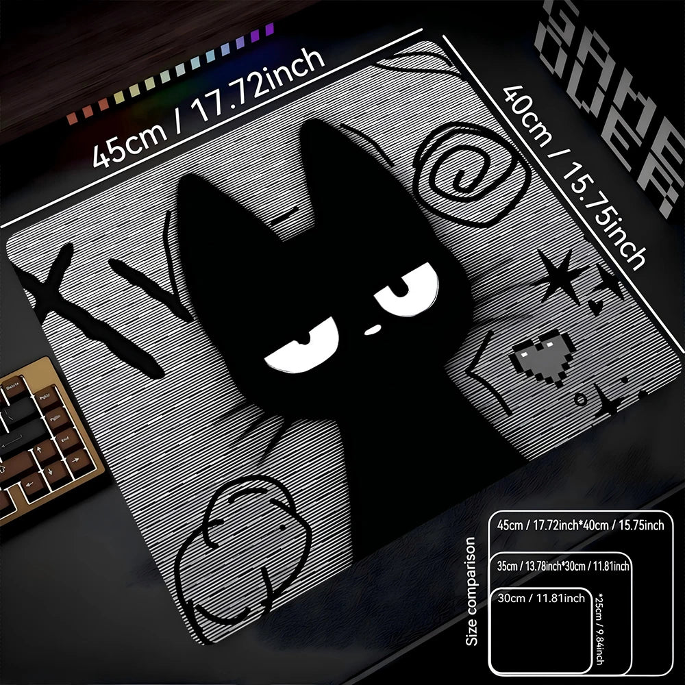 tapis souris chat noir caoutchouc antidérapant moderne large gaming desk mat fond abstrait