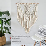 décoration murale boho chic macramé franges beige clair tissu main fixations crochets