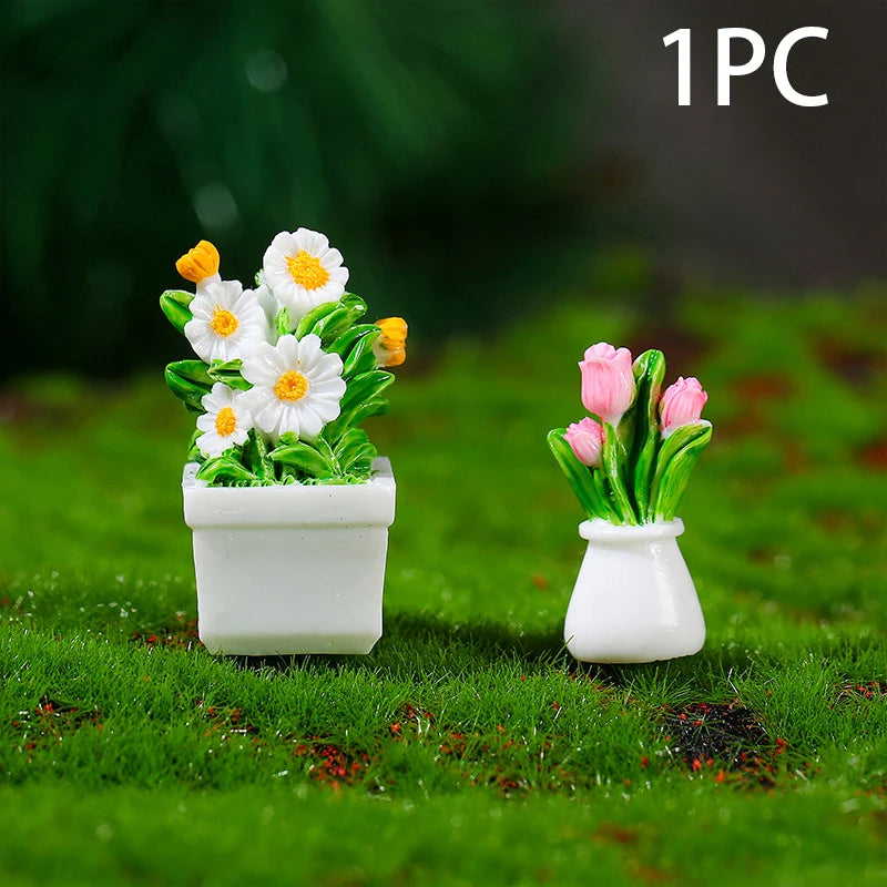 miniatures fleurs pot tulipes rose marguerite vase blanc deco floral echangemeubleintérieur