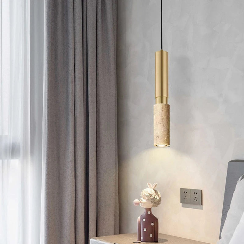 suspension lumineuse moderne or blanc texture marbrée câble suspendu chambre salon cuisine led