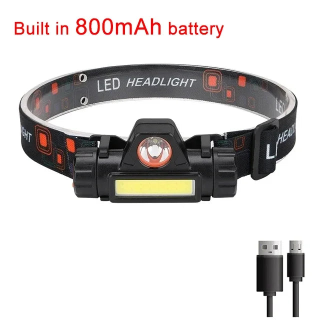 lampe frontale led rechargeable usb noir gris rouge camping cyclisme