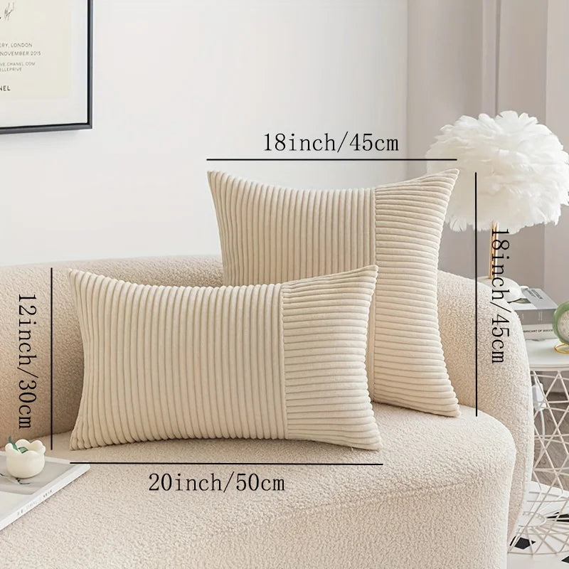 housses coussin patchwork moderne polyester coton beige rose gris vert rayures 45cm 1pc opaques