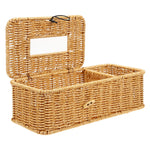 boîte mouchoirs tissu tressée rustique conteneur serviettes rangement table ouverte fond blanc