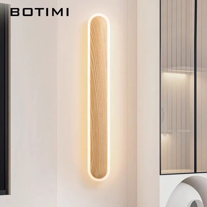 luminaire mural moderne bois veinures apparentes éclairage led diffusion lumière entrée chambre étude
