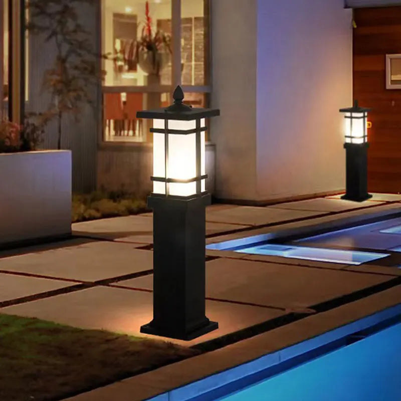 lampe sol led étanche industrielle ip65 noir classiqueextérieur aluminium barres horizontales