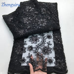 tissu polyester dentelle africain brodé paillettes fleurs transparent occasion parti
