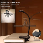 lampe lecture rechargeable 14 led clip noir ajustable couleurs niveaux brightness moderne