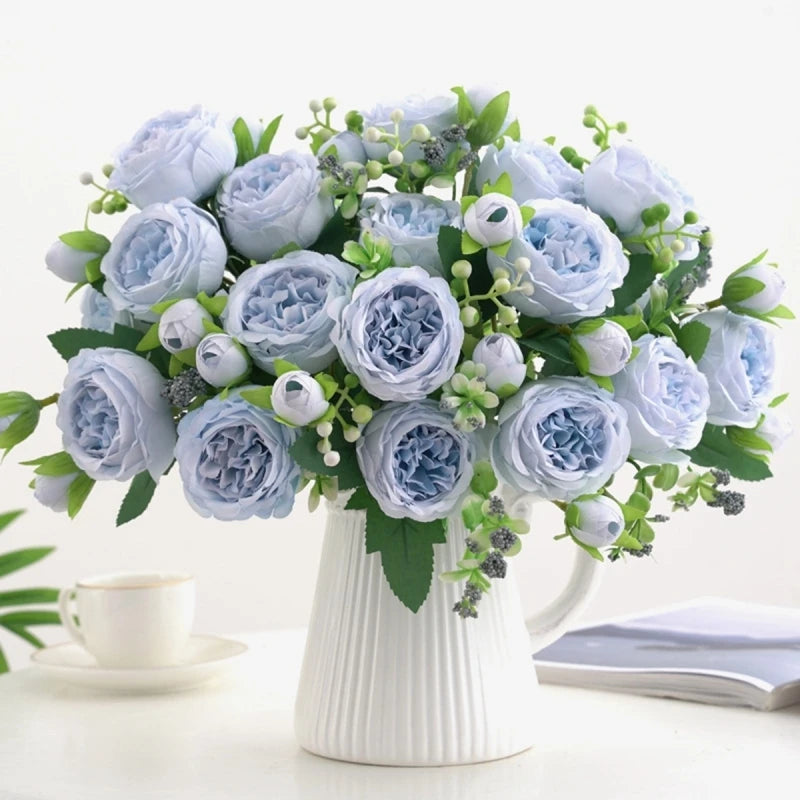 bouquet fleurs artificielles roses pivoines decoration maison mariage anniversaire baby shower intérieur