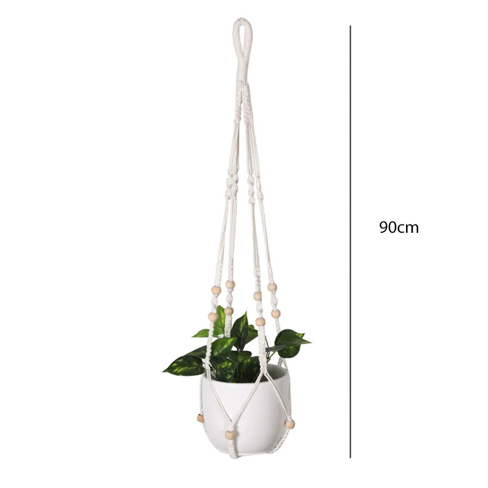 panier suspendu macramé motif géométrique boho chic couleur beige plante incluse fixations decoration maison