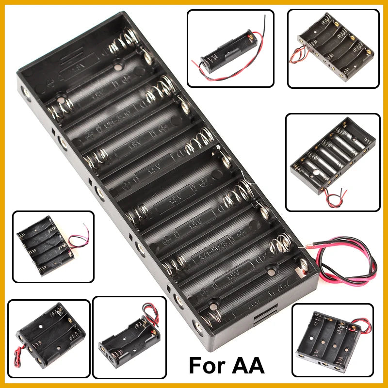 boîtes stockage batteries aa noires clips câbles pratique multifonctionnelle rangement diy 10 emplacements