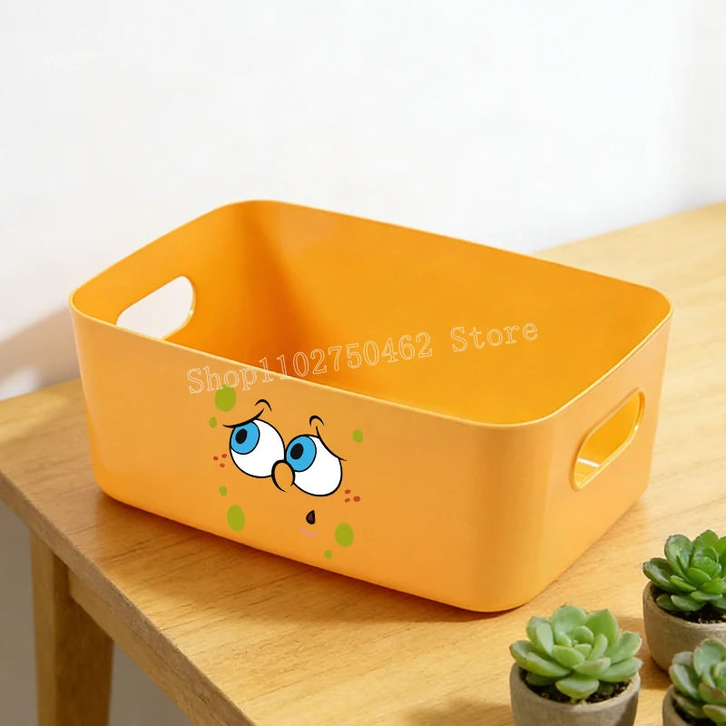 boîte rangement orange animée expressions poignées organisation moderne cartoon chambre table