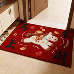 tapis sol antidérapant polyester vinyle géométrique chevaux motifs floraux lettres chinoises happy lucky festive