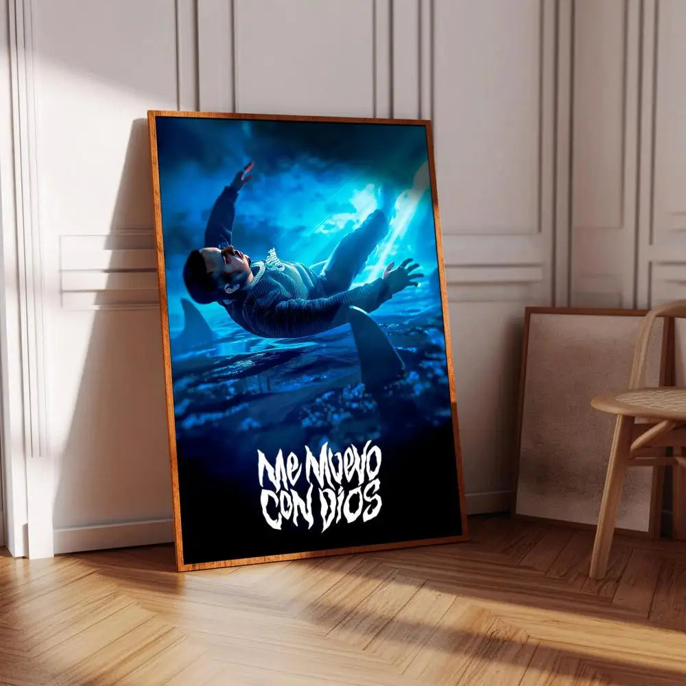 affiche chanteur cruz cafune poster musique cadre noir bleu blanc décoration murale moderne