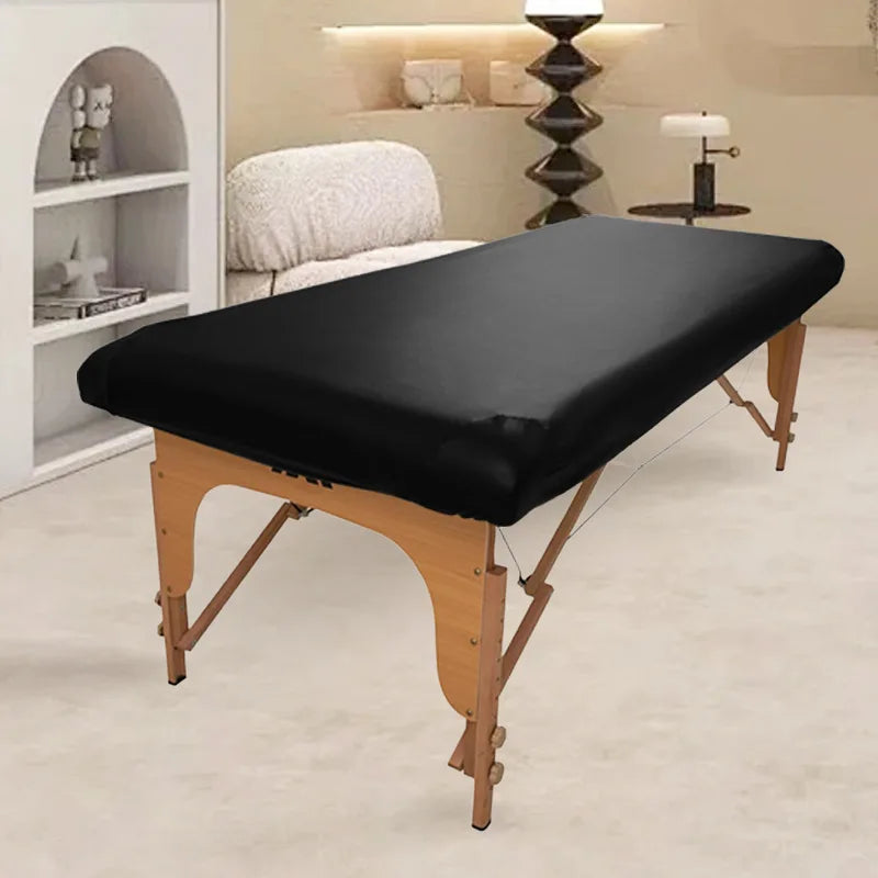housse protection table massage simili cuir noir couverture remplacement lit spa ajustée adultes moderne