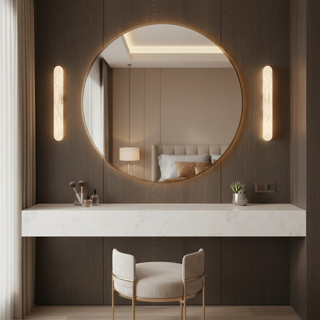 applique murale moderne marbre blanc doré salon chambre coucher led 60cm