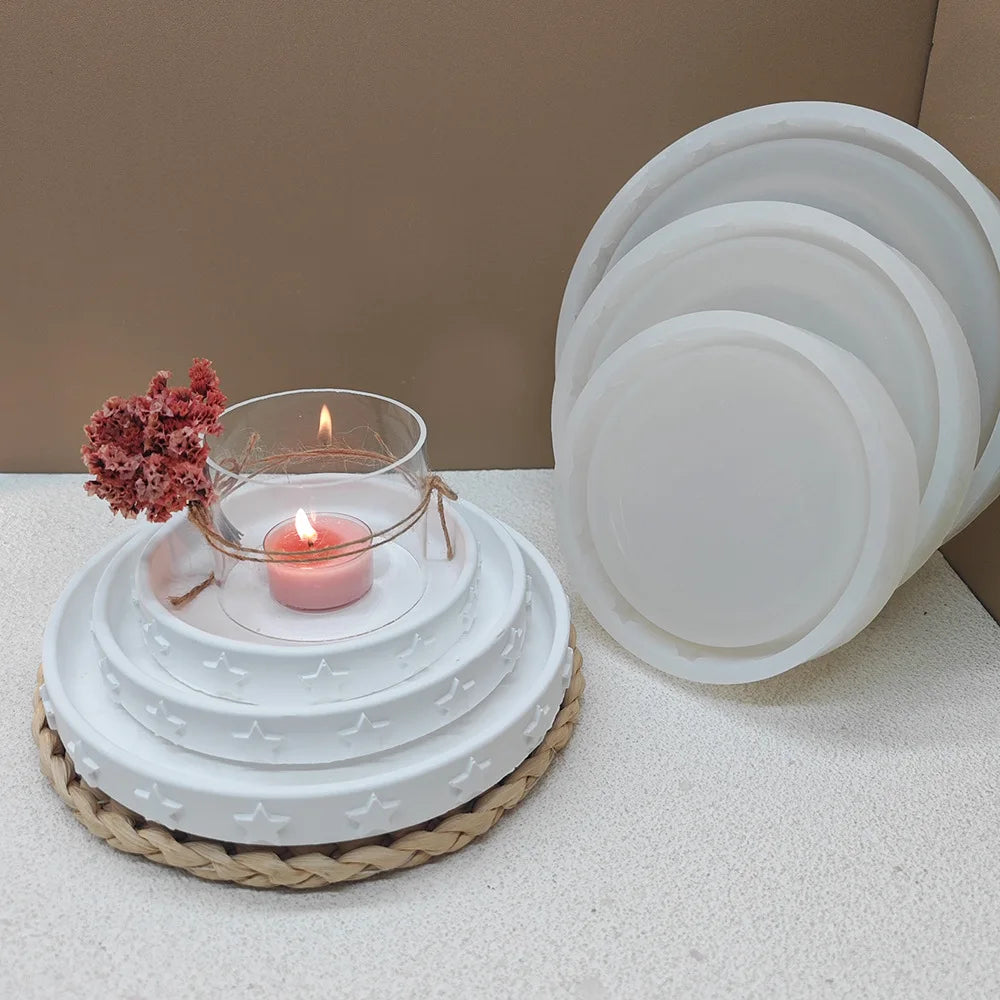 assiette étoile blanc silicone classique support osier bougie fleur corbeille