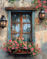 peinture l'huile paysage moderne toile crayons fleurs lanterne fenêtreDecoration mur crochets peinture propylène acrylique
