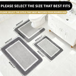 tapis bain microfibre absorbant doux moderne gris blanc bordure blanche rapide séchage respectueux environnement