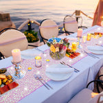 nappe table paillette scintillante sirène fête anniversaire baby shower violet rose festive