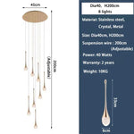 suspension lumineuse or contemporaine 15 lumières transparentes bulles 50cm 250cm