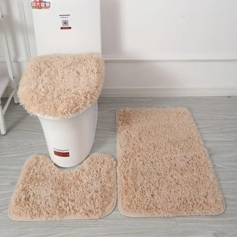 tapis toilette ensemble peluche douce moderne beige gris rose noir vert orange violet blanc