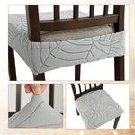 housse chaise gris clair feuilles stylisées élastique moderne protection siège polyester