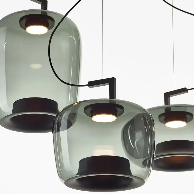 suspension lumineuse vert clair moderne transparente clips câble noir marron noir