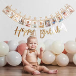 guirlande photos anniversaire marron clair doré carton décoratif artisanal numéros ruban festif enfants