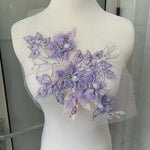 applique textile fleurs brodées strass violet rose noir 30x21cm coudre écolomanuelfait