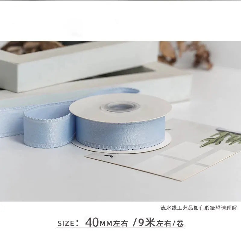 rubans polyester bords dentelés 4cm 10yards couleurs unies élégants décoration emballage cadeau mariage