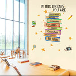 sticker mural décoration bibliothèque livres colorés adhésif durable enfant ludique