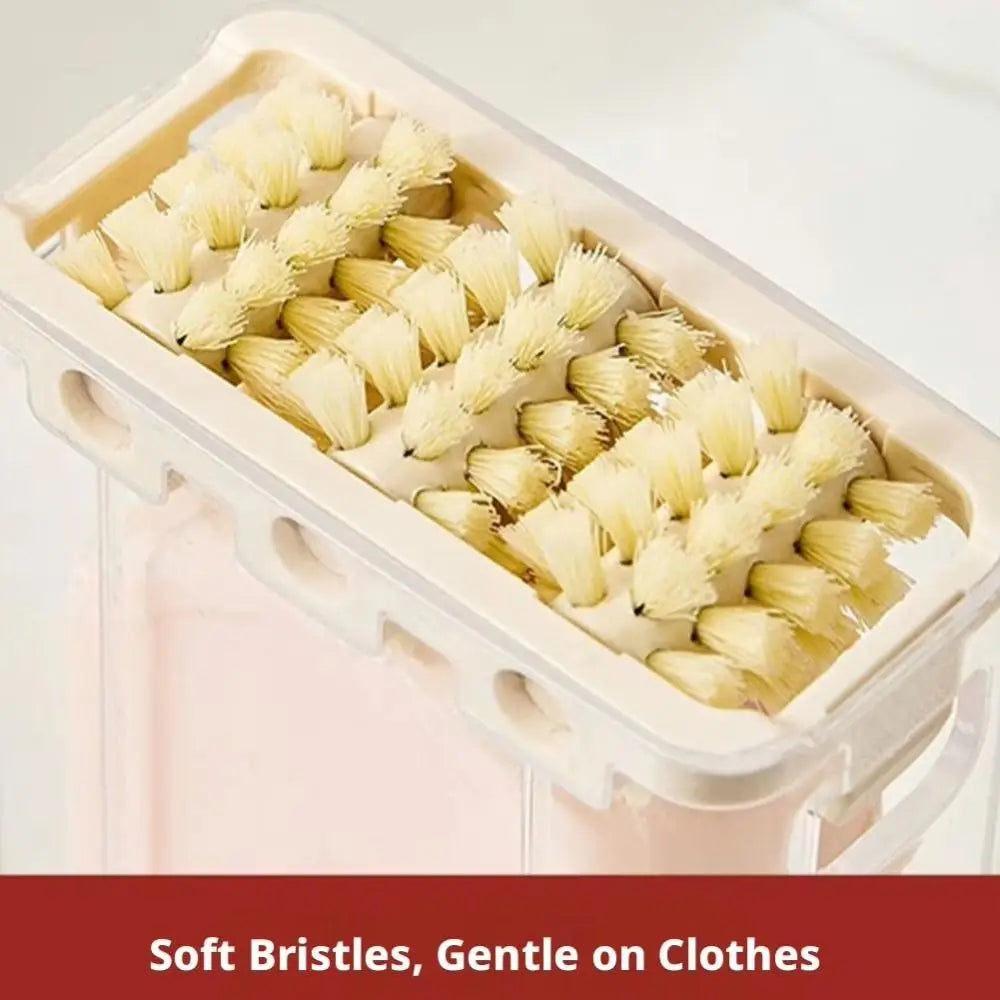 distributeur savon mousse automate moderne minimaliste beige transparent adhésif brosse support linge efficace innovant